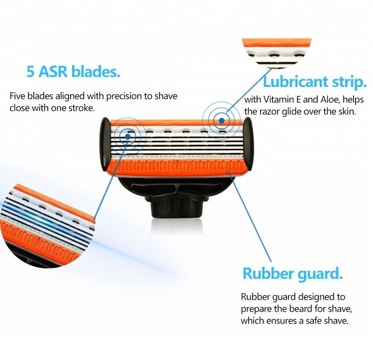 High Quality 5 Blade System Razor High Quality Extra Sharp German Made Blades