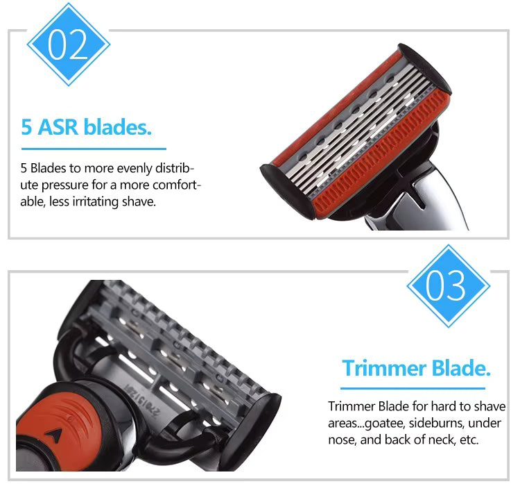 High Quality 5 Blade System Razor High Quality Extra Sharp German Made Blades