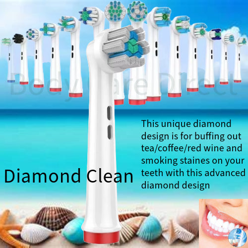 Electric Toothbrush Heads Replacement Compatible With Oral-B Braun Models (DIAMOND CLEAN)