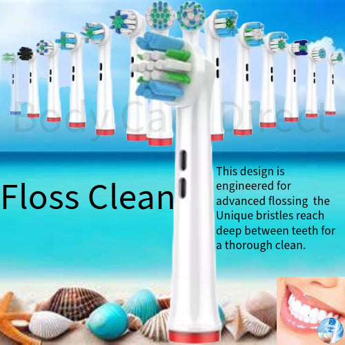 Electric Toothbrush Heads Replacement Compatible With Oral-B Braun Models ( FLOSS CLEAN )