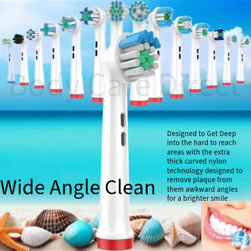 Electric Toothbrush Heads Replacement Compatible With Oral-B Braun Models (WIDE ANGLE CLEAN)